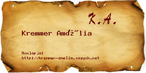 Kremmer Amélia névjegykártya